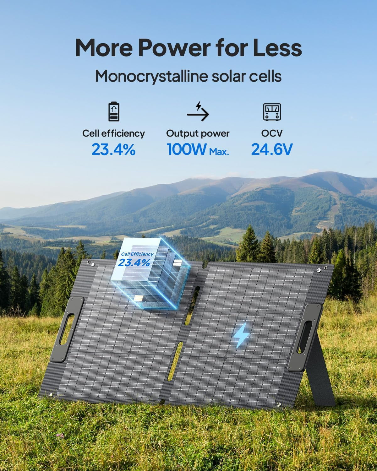 Portable Power Station AC70 with 100W Solar Panel Included, 768Wh Solar Generator with 2 1000W AC Outlets, 0-80% in 45 Min, Lifepo4 Power for Camping