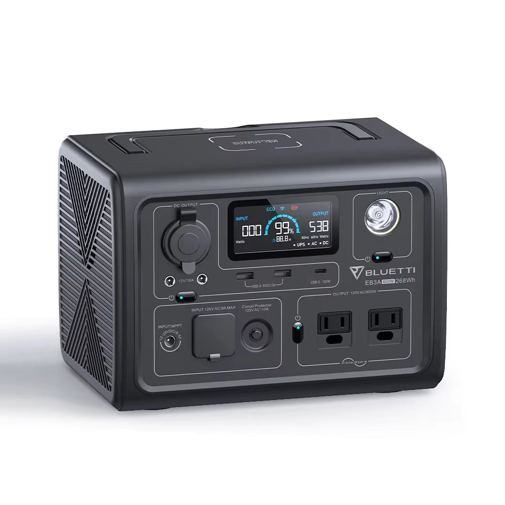 【US PLUG】 EB3A Portable Power Station | 600W 268Wh, Solar Generator for Outdoor Camping