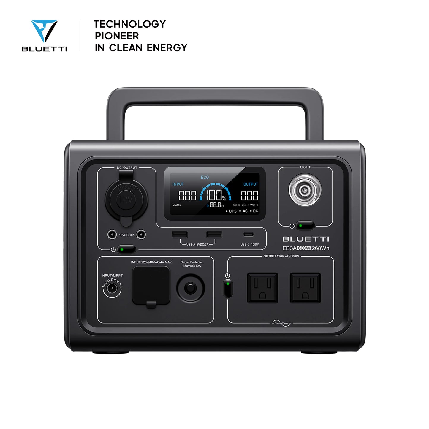 【US PLUG】 EB3A Portable Power Station | 600W 268Wh, Solar Generator for Outdoor Camping